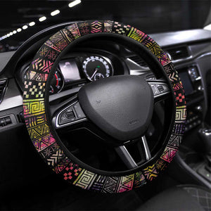 Angola Steering Wheel Cover Multicolor Tribal Design and Vibrant Lion - African Pride