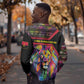 Angola Sweatshirt Multicolor Tribal Design and Vibrant Lion - African Pride