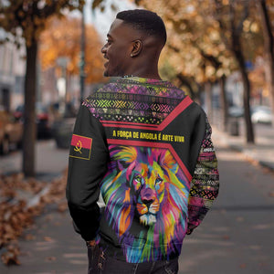 Angola Sweatshirt Multicolor Tribal Design and Vibrant Lion - African Pride