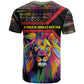 Angola T shirt Multicolor Tribal Design and Vibrant Lion - African Pride