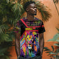 Angola T shirt Multicolor Tribal Design and Vibrant Lion - African Pride