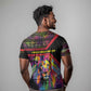 Angola T shirt Multicolor Tribal Design and Vibrant Lion - African Pride