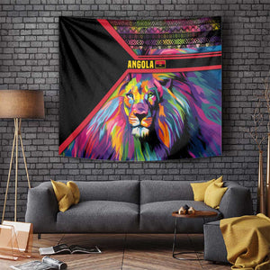 Angola Tapestry Multicolor Tribal Design and Vibrant Lion - African Pride