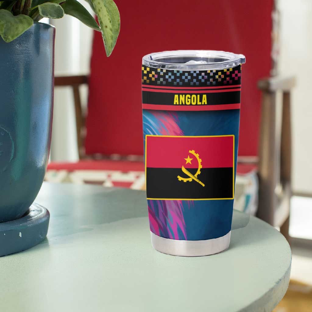 Angola Tumbler Cup Multicolor Tribal Design and Vibrant Lion - African Pride