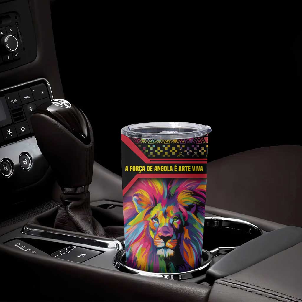 Angola Tumbler Cup Multicolor Tribal Design and Vibrant Lion - African Pride