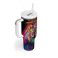 Angola Tumbler With Handle Multicolor Tribal Design and Vibrant Lion - African Pride