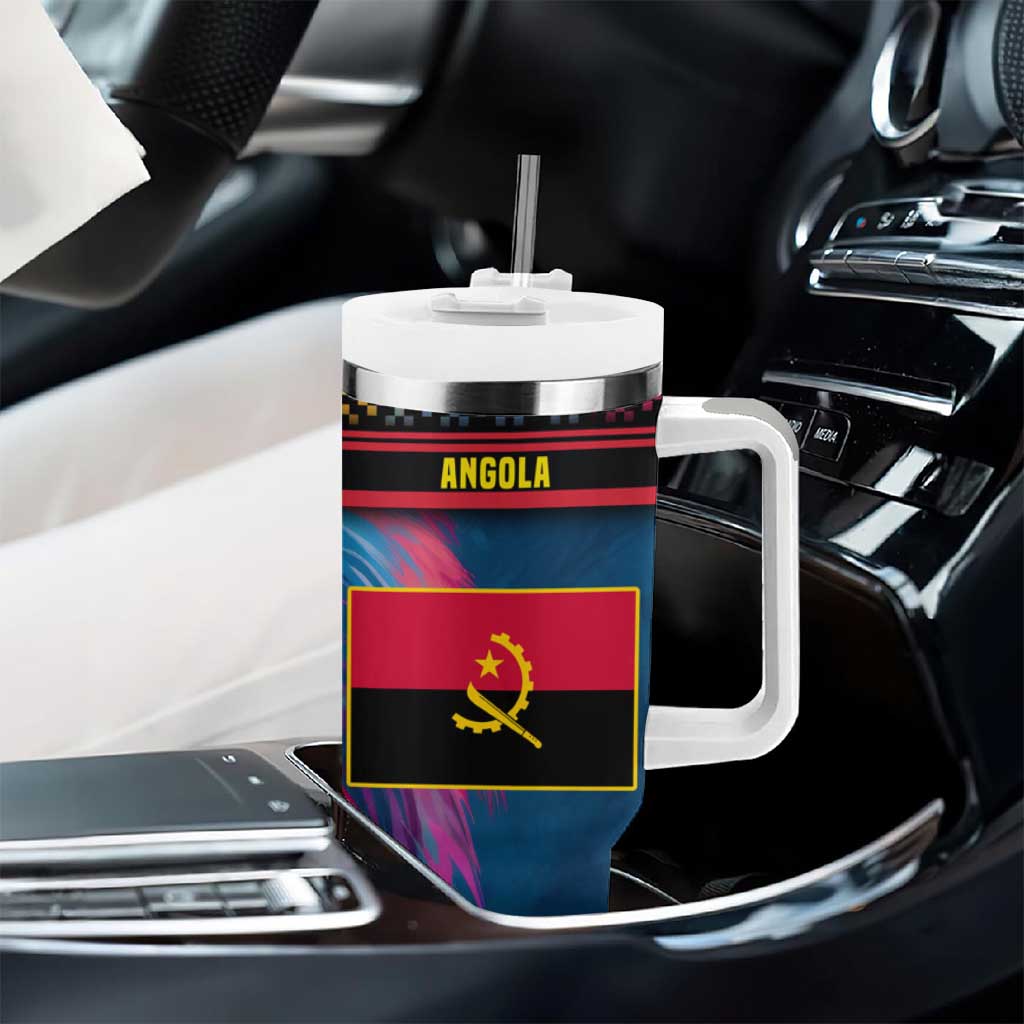 Angola Tumbler With Handle Multicolor Tribal Design and Vibrant Lion - African Pride