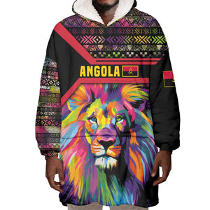 Angola Wearable Blanket Hoodie Multicolor Tribal Design and Vibrant Lion - African Pride