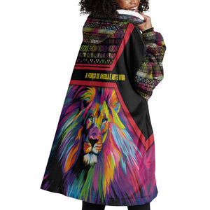 Angola Wearable Blanket Hoodie Multicolor Tribal Design and Vibrant Lion - African Pride