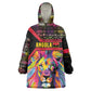 Angola Wearable Blanket Hoodie Multicolor Tribal Design and Vibrant Lion - African Pride