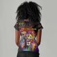 Angola Women V-Neck T-Shirt Multicolor Tribal Design and Vibrant Lion - African Pride