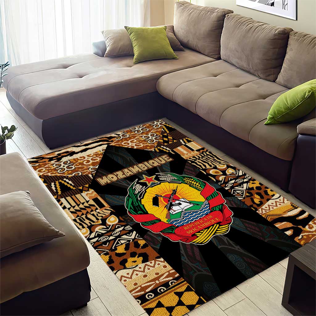 Mozambique Area Rug Black Brown Tribal Design - African Pride