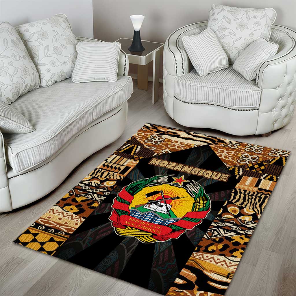 Mozambique Area Rug Black Brown Tribal Design - African Pride