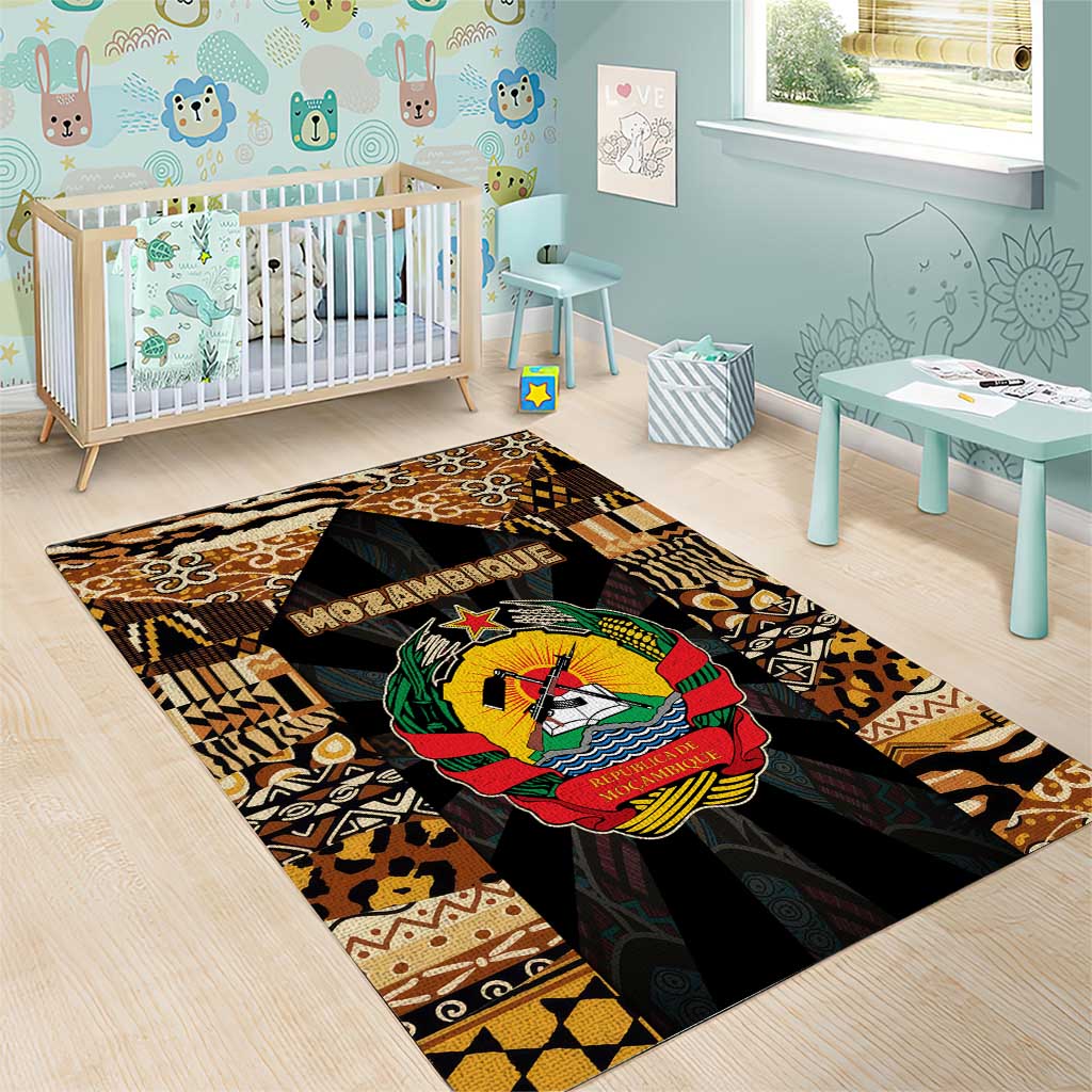 Mozambique Area Rug Black Brown Tribal Design - African Pride