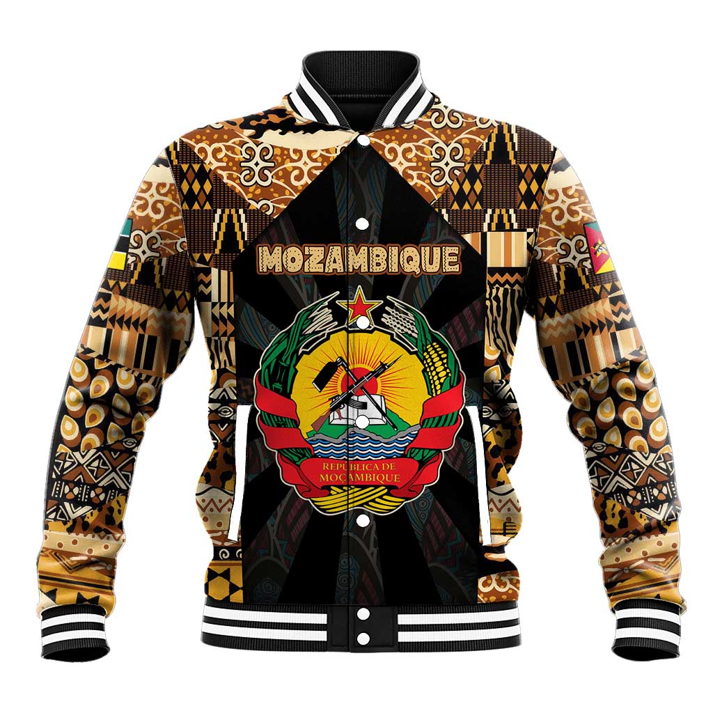 Mozambique Baseball Jacket Black Brown Tribal Design - African Pride