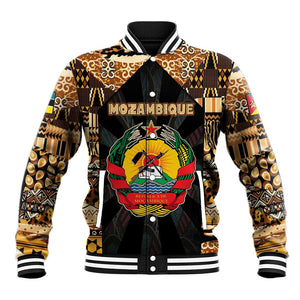 Mozambique Baseball Jacket Black Brown Tribal Design - African Pride