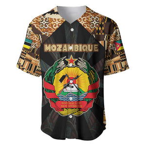Mozambique Baseball Jersey Black Brown Tribal Design - African Pride