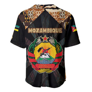 Mozambique Baseball Jersey Black Brown Tribal Design - African Pride