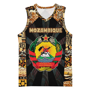 Mozambique Basketball Jersey Black Brown Tribal Design - African Pride
