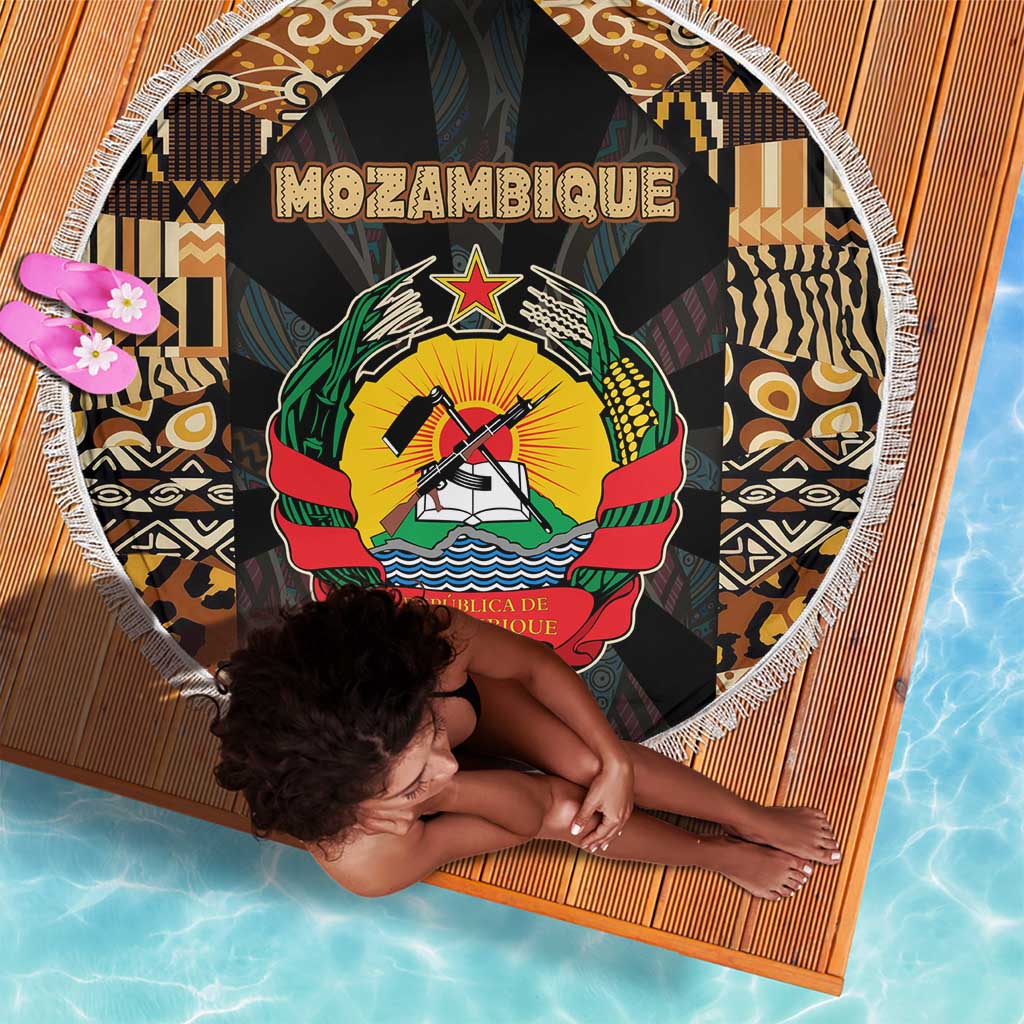 Mozambique Beach Blanket Black Brown Tribal Design - African Pride