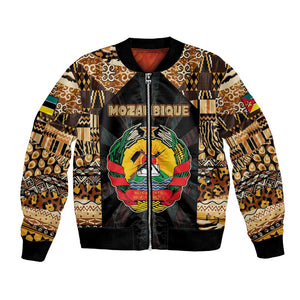 Mozambique Bomber Jacket Black Brown Tribal Design - African Pride