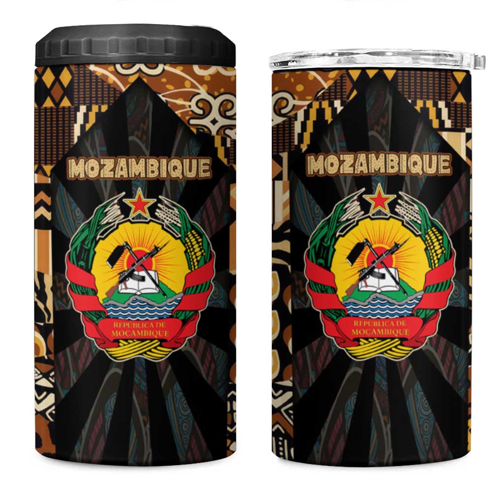 Mozambique 4 in 1 Can Cooler Tumbler Black Brown Tribal Design - African Pride