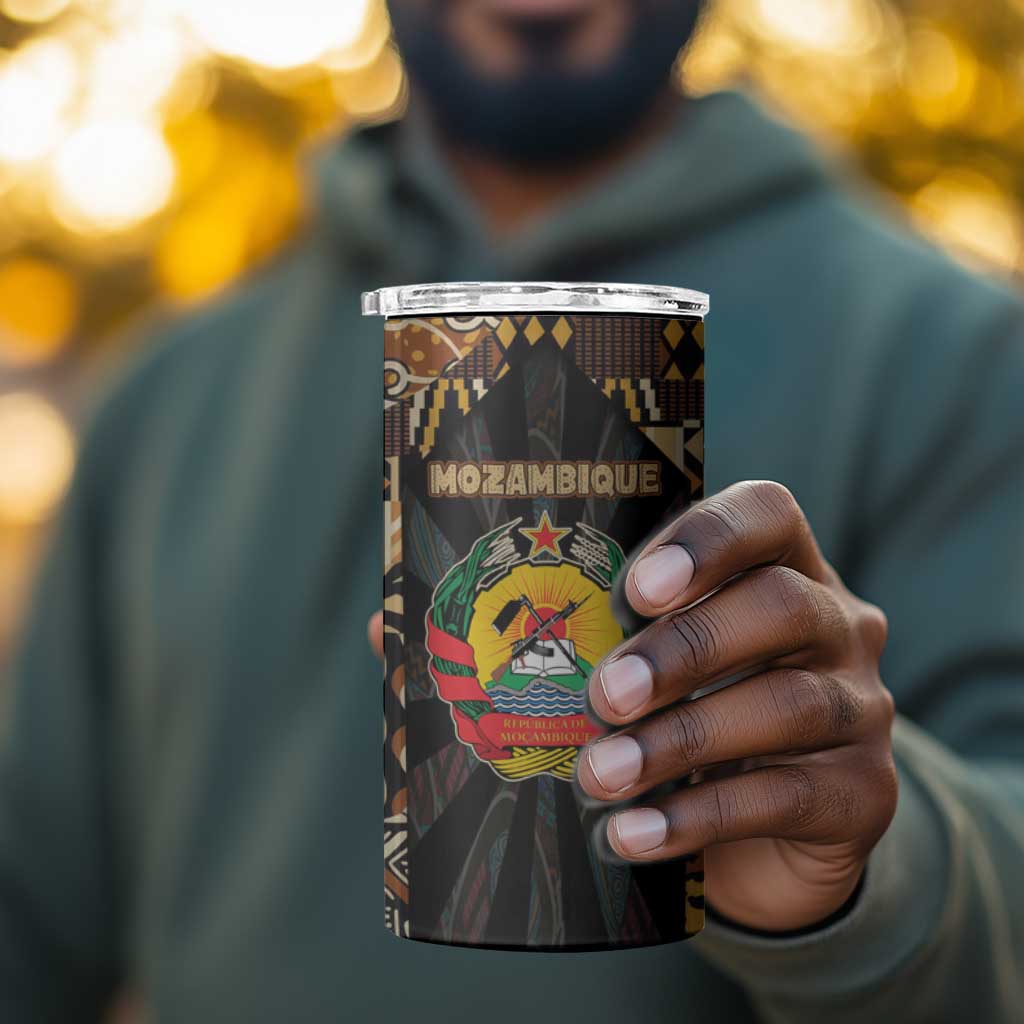Mozambique 4 in 1 Can Cooler Tumbler Black Brown Tribal Design - African Pride