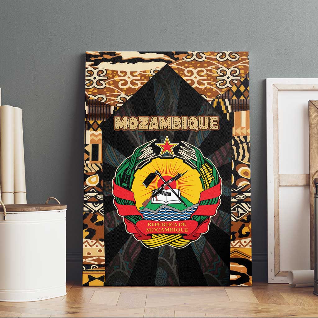 Mozambique Canvas Wall Art Black Brown Tribal Design - African Pride