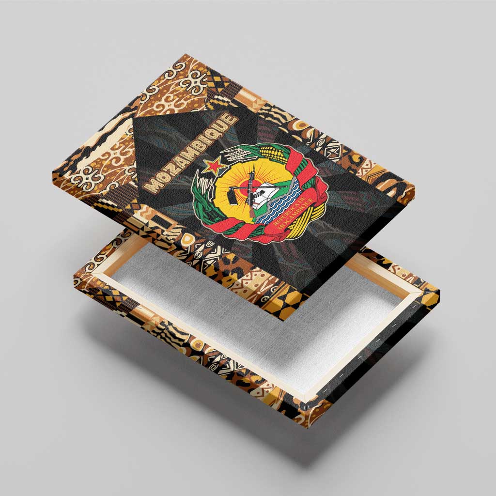 Mozambique Canvas Wall Art Black Brown Tribal Design - African Pride