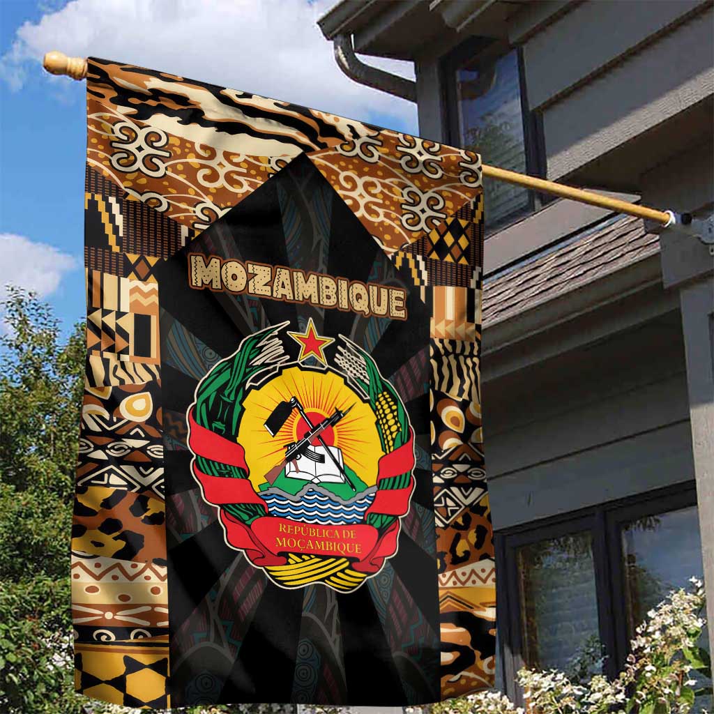Mozambique Garden Flag Black Brown Tribal Design - African Pride