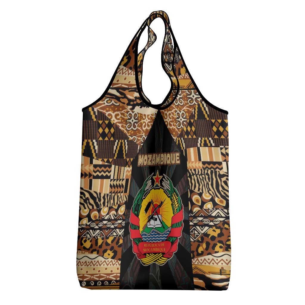 Mozambique Grocery Bag Black Brown Tribal Design - African Pride
