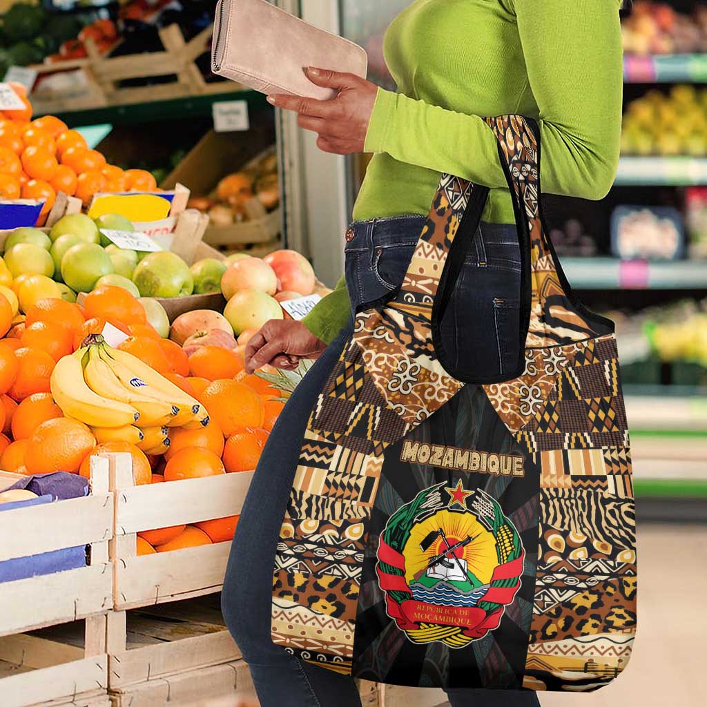 Mozambique Grocery Bag Black Brown Tribal Design - African Pride