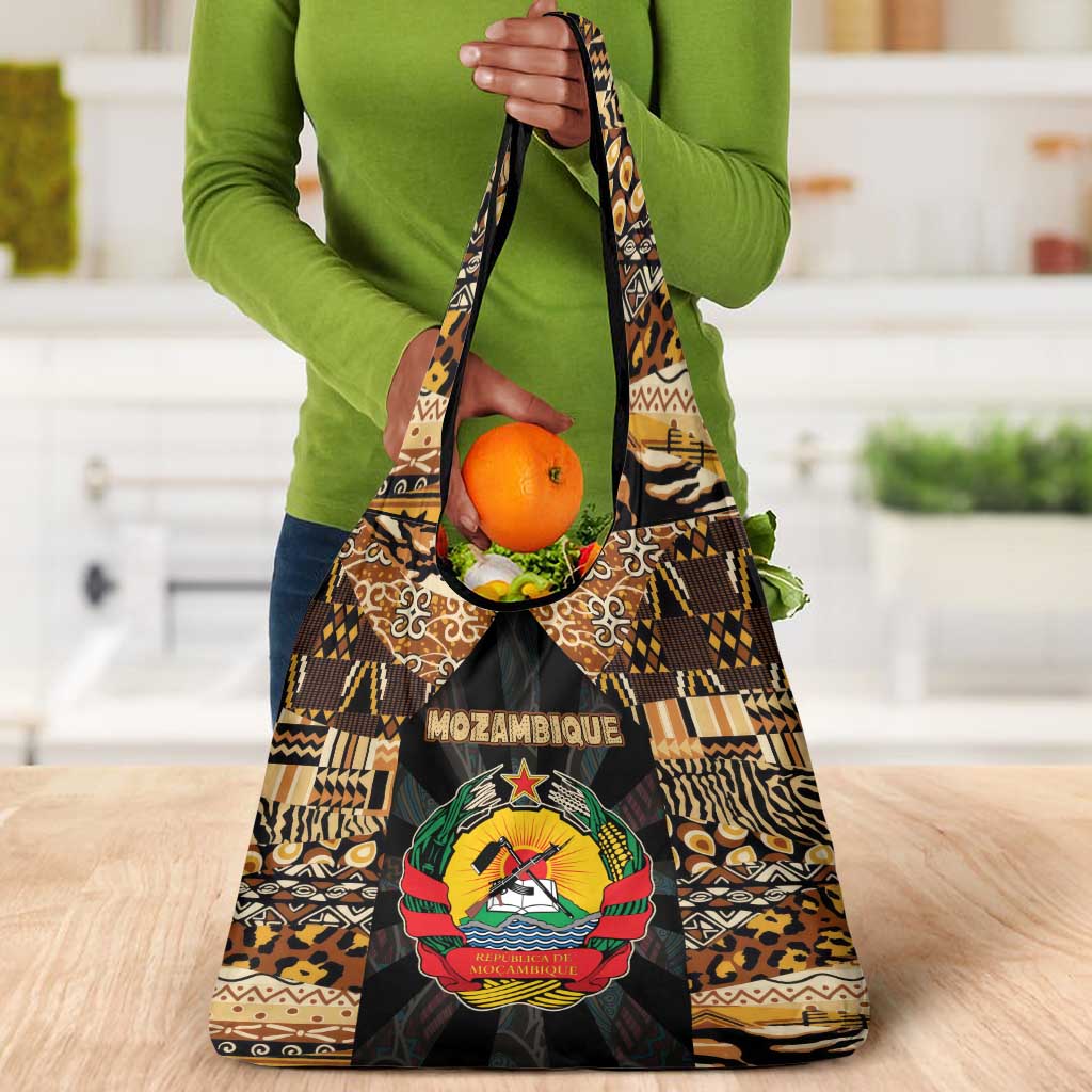 Mozambique Grocery Bag Black Brown Tribal Design - African Pride