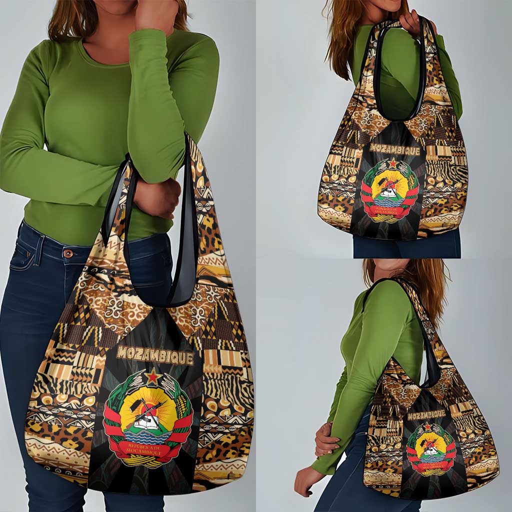 Mozambique Grocery Bag Black Brown Tribal Design - African Pride