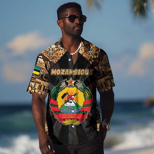 Mozambique Hawaiian Shirt Black Brown Tribal Design - African Pride