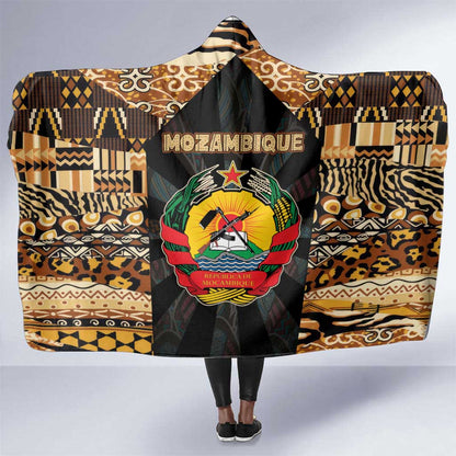 Mozambique Hooded Blanket Black Brown Tribal Design - African Pride