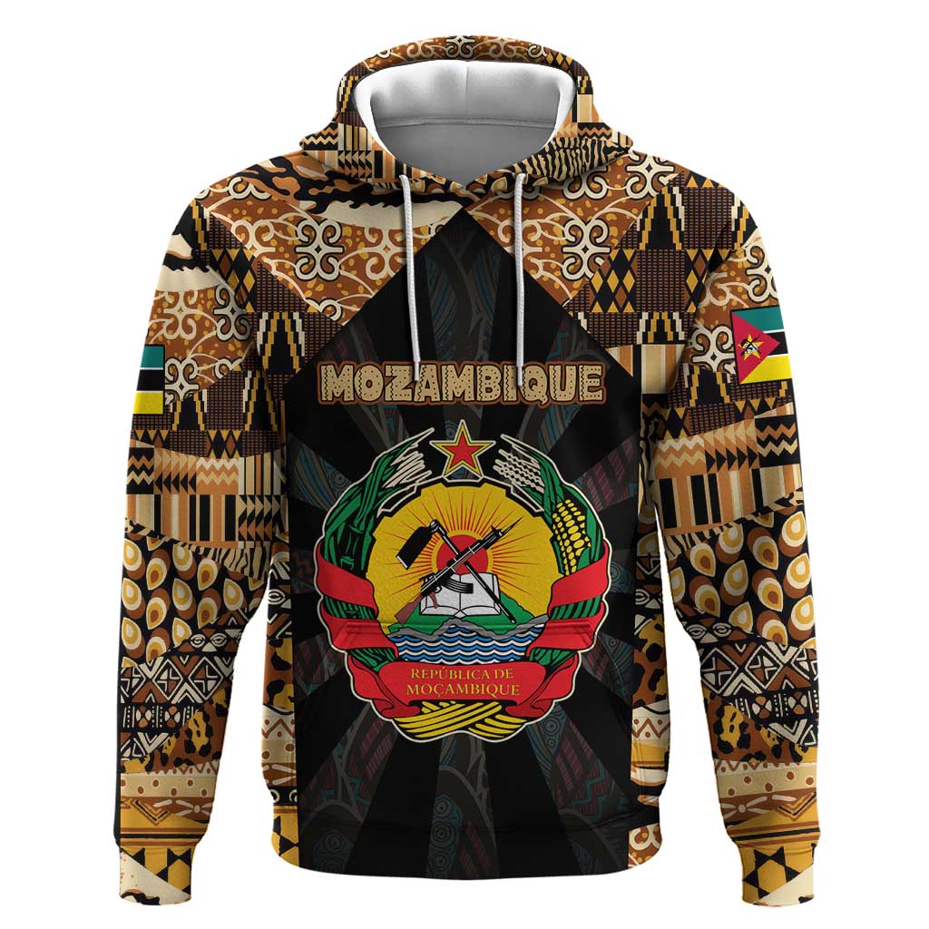 Mozambique Hoodie Black Brown Tribal Design - African Pride