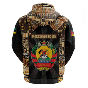 Mozambique Hoodie Black Brown Tribal Design - African Pride
