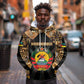 Mozambique Hoodie Black Brown Tribal Design - African Pride