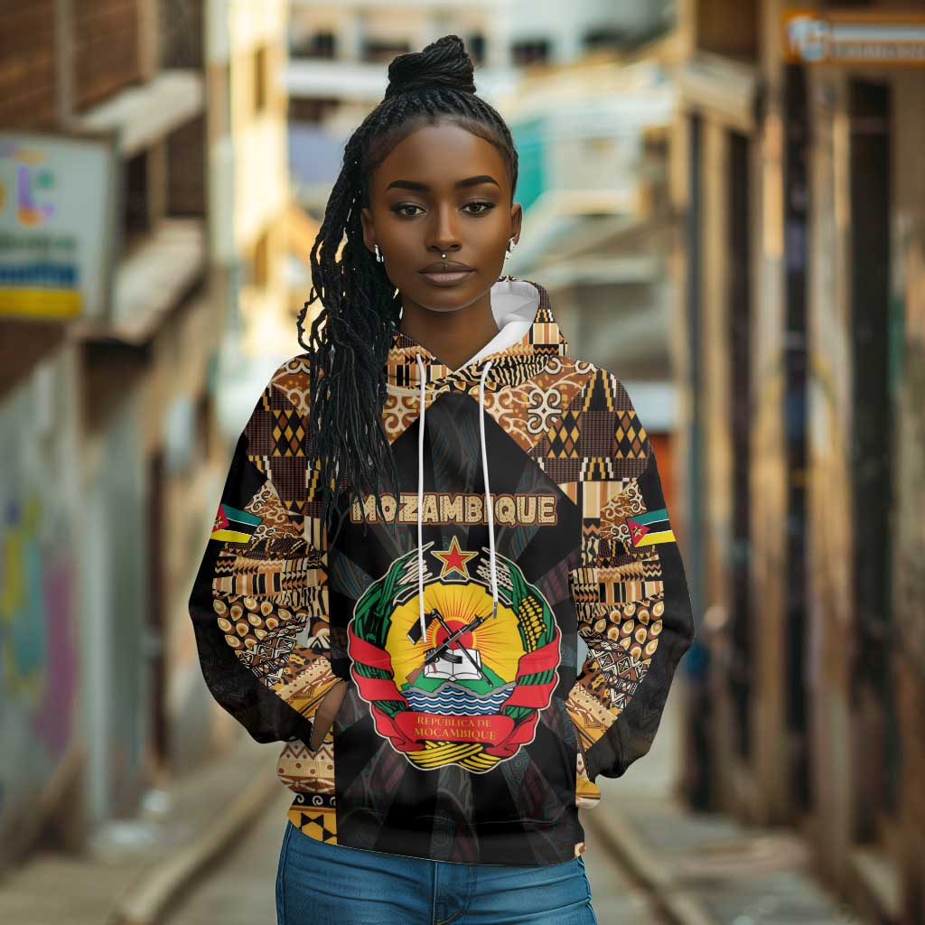 Mozambique Hoodie Black Brown Tribal Design - African Pride