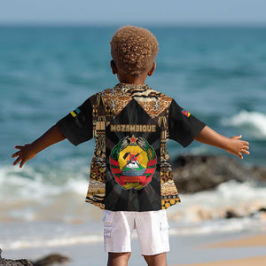 Mozambique Kid Hawaiian Shirt Black Brown Tribal Design - African Pride
