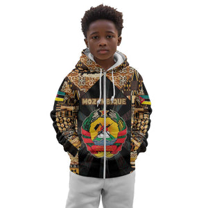 Mozambique Kid Hoodie Black Brown Tribal Design - African Pride