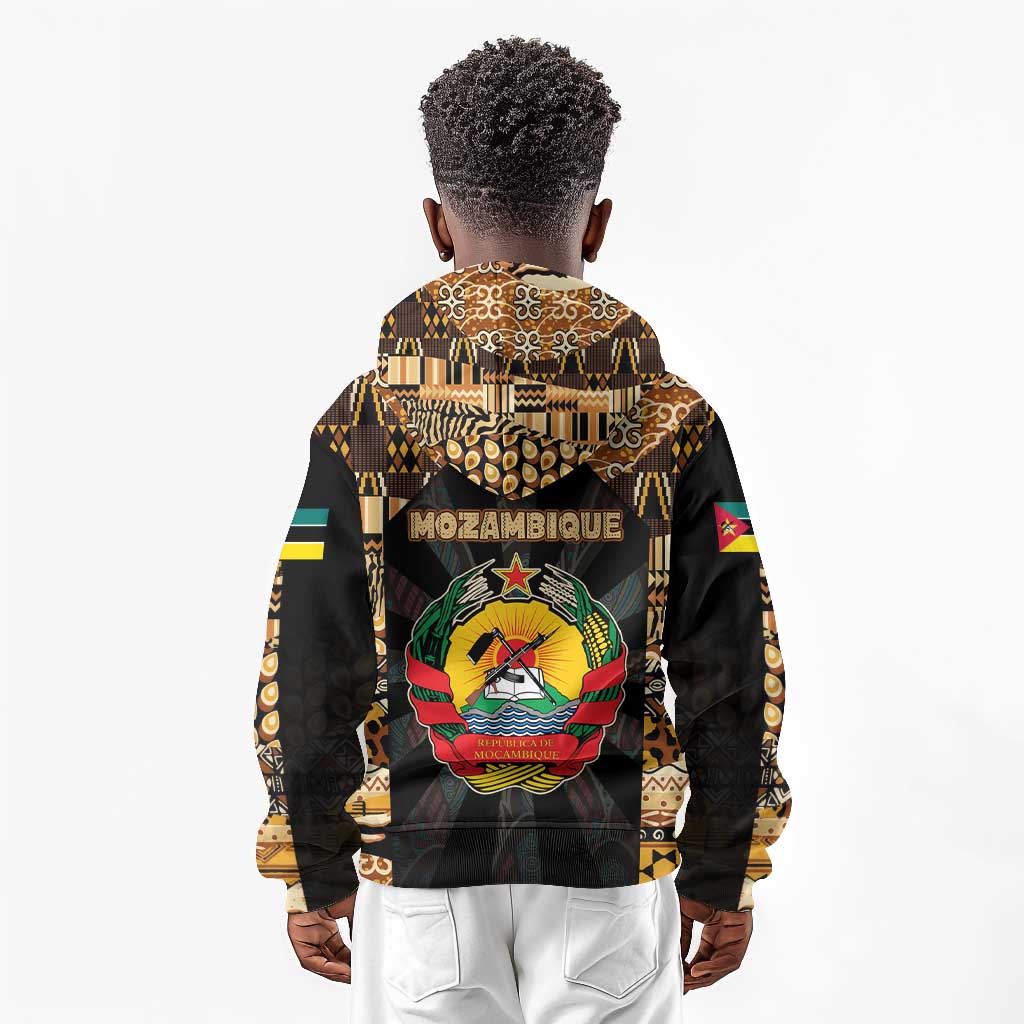 Mozambique Kid Hoodie Black Brown Tribal Design - African Pride