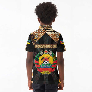 Mozambique Kid Polo Shirt Black Brown Tribal Design - African Pride