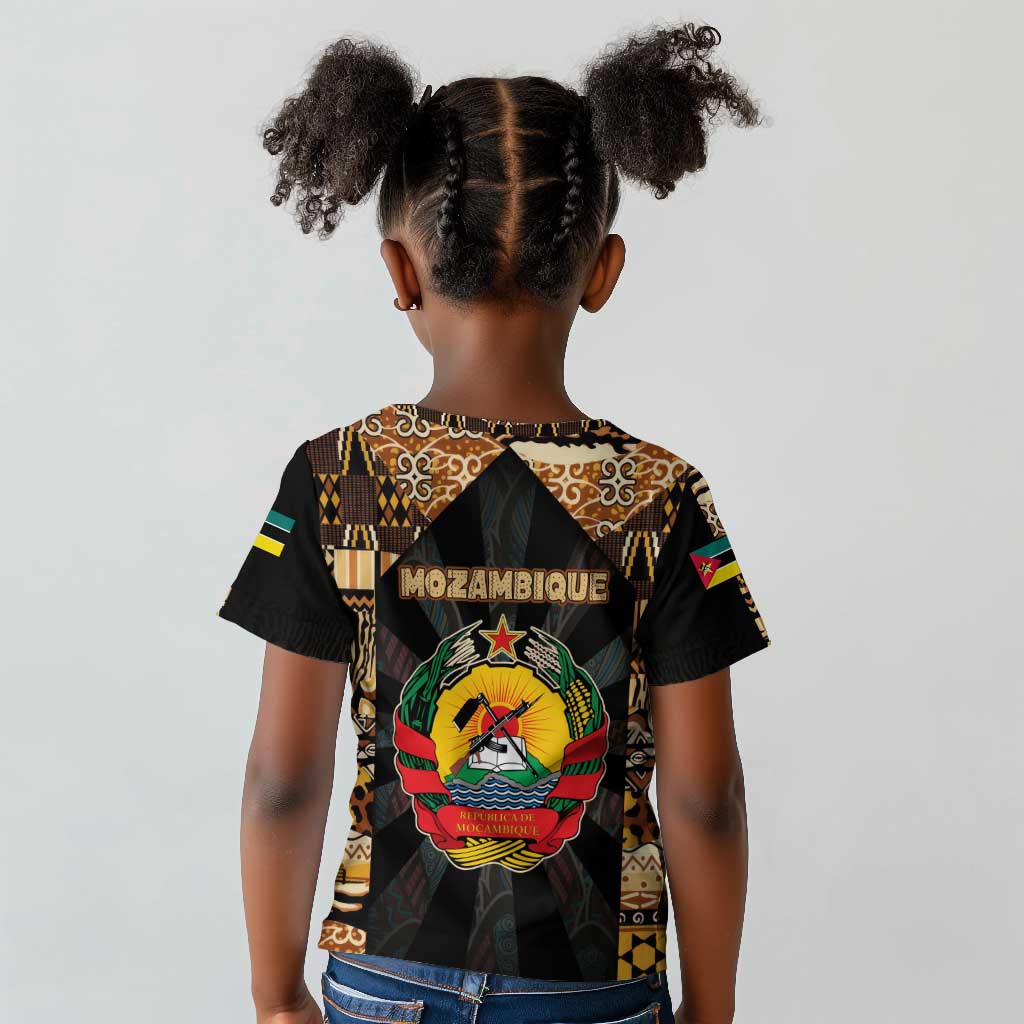 Mozambique Kid T shirt Black Brown Tribal Design - African Pride