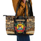 Mozambique Leather Tote Bag Black Brown Tribal Design - African Pride