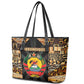 Mozambique Leather Tote Bag Black Brown Tribal Design - African Pride