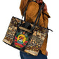 Mozambique Leather Tote Bag Black Brown Tribal Design - African Pride