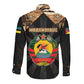 Mozambique Long Sleeve Button Shirt Black Brown Tribal Design - African Pride