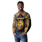 Mozambique Long Sleeve Polo Shirt Black Brown Tribal Design - African Pride